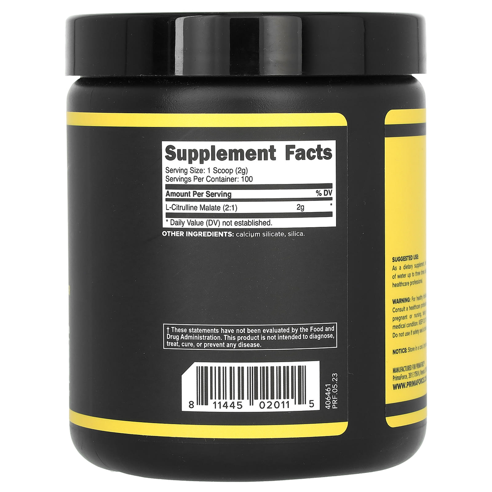 Primaforce, малат цитруллина, без добавок, 204 г (7,3 унции)