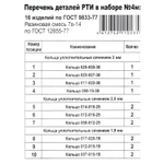 Рем. набор (кольца маслобензостойкие, резиновая смесь) №4м  ZOX