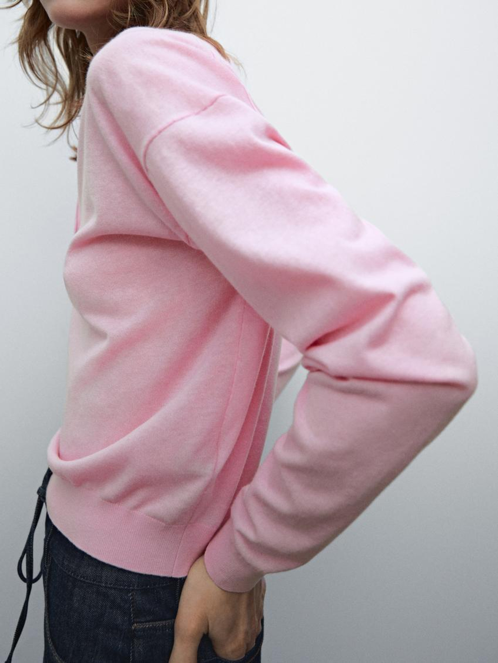 Massimo Dutti Свитер с воротником поло, розовый