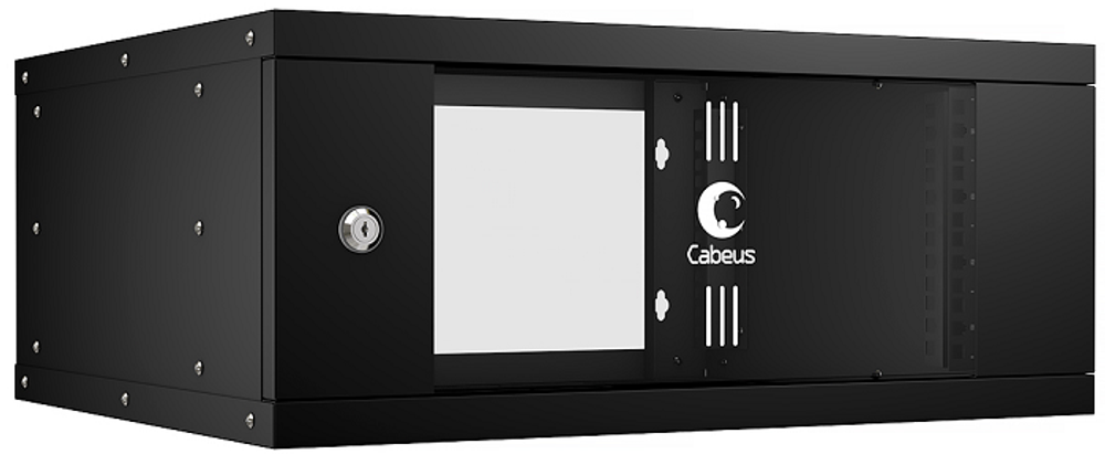 Шкаф настенный 19", 4U Cabeus WSC-05D-4U55/45-BK