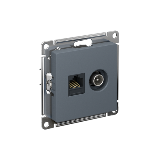 Розетка компьютерная + телевизионная 2-м СП AtlasDesign RJ45 кат.5E + TV механизм грифель SE ATN000789