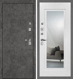 Входная дверь в квартиру с установкой Бетон Темный с зеркалом в рамке - 1009