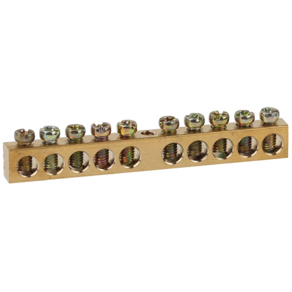 Шина ЭРА NO-122-15 PEN земля-ноль 6х9мм 10/1 латунная с креплениями по центру