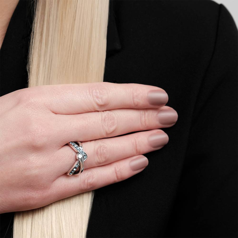 "Плетенка" кольцо в серебряном покрытии из коллекции "Сударыня" от Jenavi