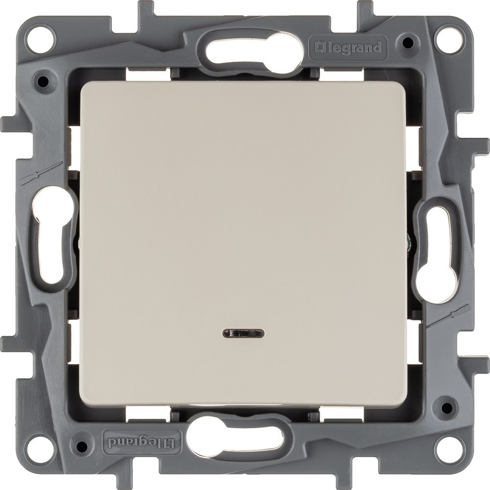 Выключатель 1-клавишный с подсветкой/индикацией 10А 250В слоновая кость ETIKA Legrand