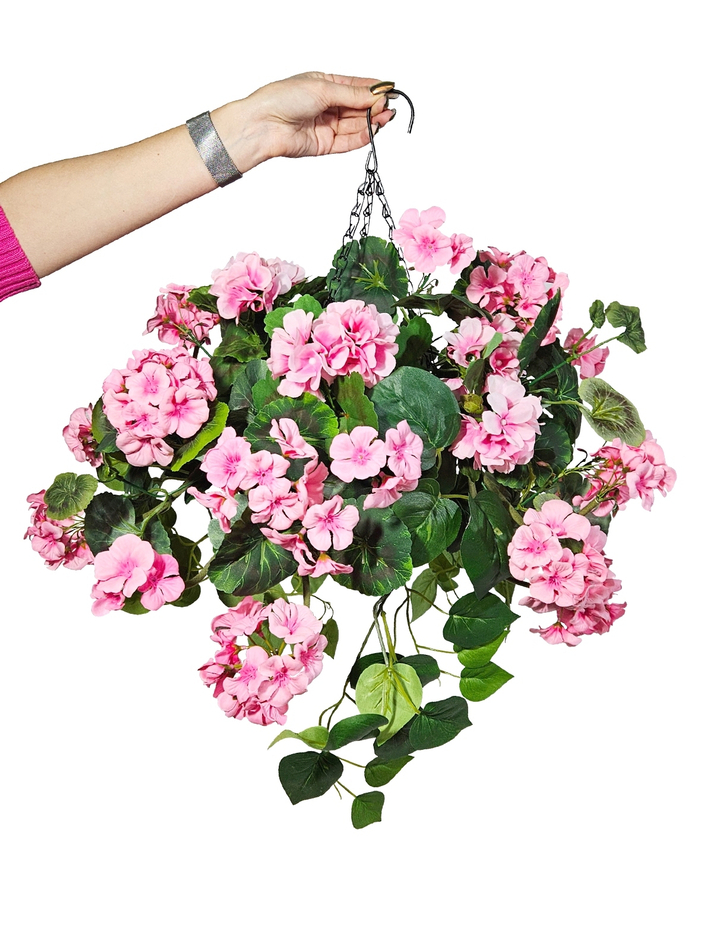 Пеларгония ампельная 4 куста розовая 65см в коковите на цепочках