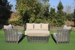 "Валенсия" лаунж-зона из искусственного ротанга, цвет серый