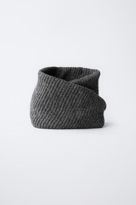 ZARA БАЗОВЫЙ ТРИКОТАЖНЫЙ СНУД, СЕРЫЙ МЕЛАНЖ
