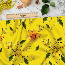 Ткань дюспо жёлтые оранжевые цветы