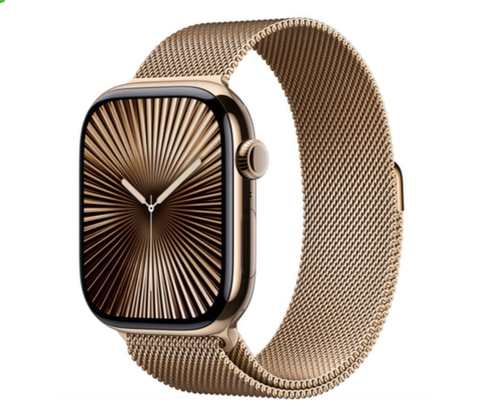 Apple Watch 10 46mm Gold Titanium Case with Milanese Loop M/L, Gold