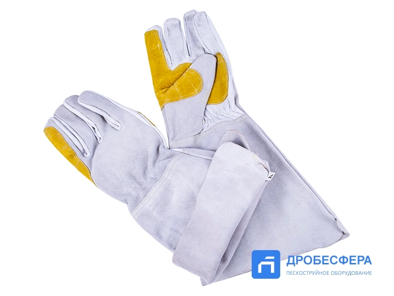 Перчатки пескоструйщика (кожа), серые, длинные арт. EXT grey long