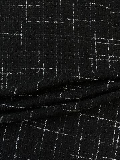 Твид хлопок с п/а черный в белую абстрактную клетку