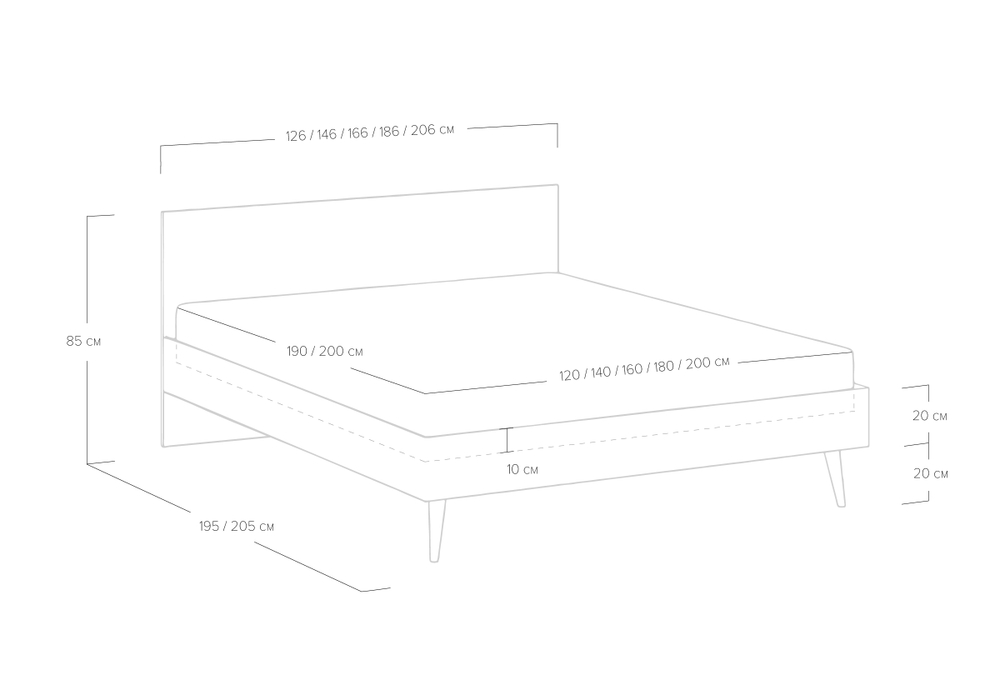 Кровать Ines (графит) (80x200)