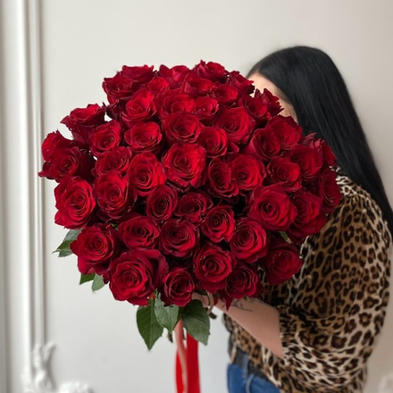 Букет из 25 красных роз премиум класса