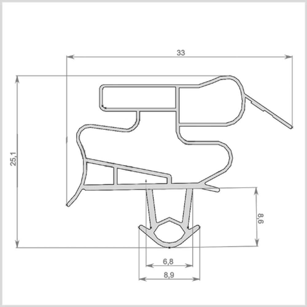 Уплотнитель для холодильника Electrolux ERB 3598 х.к 1005*540 мм по пазу(010/035 АНАЛОГ)