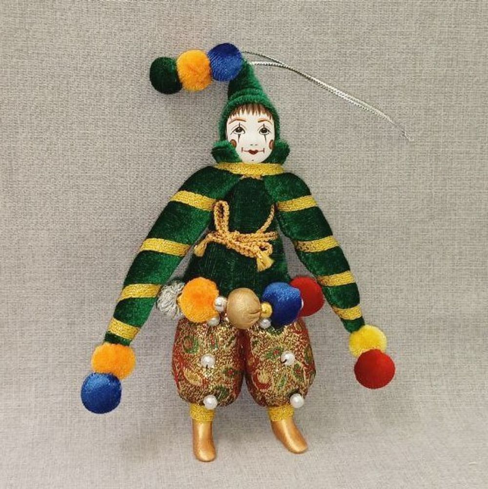 Ёлочная игрушка Клоун в бархатной курточке