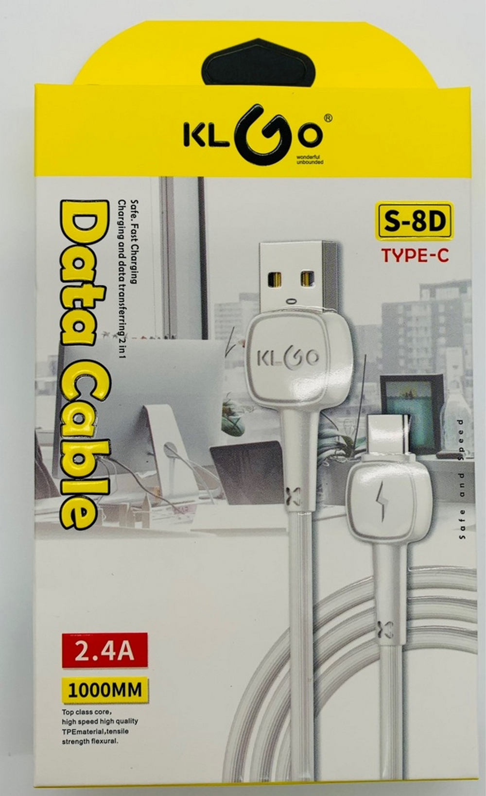 Кабель USB x TypeC -1 м. KLGO S-8D (2.4A)