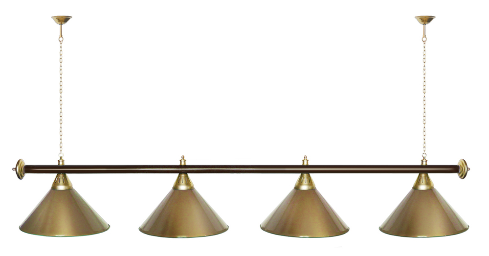 Лампа STARTBILLIARDS 4 пл. (плафоны зеленые,штанга золотая,фурнитура золото)