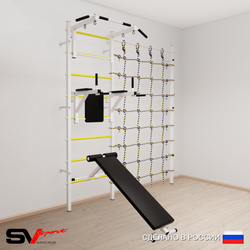 Шведская стенка Sv Sport усиленная 6050 (Турник стандарт/Брусья/Скамья/Канатный лаз)