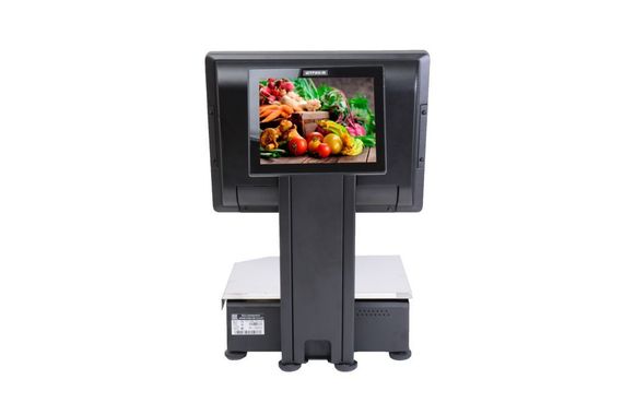 Весы с печатью этикетки POScenter PC200C3V2 со вторым монитором покупателя 8,4&quot; (15&quot;, емкостной, RAM 2Gb/HDD 500Gb) Windows 7, черный моноблок Flytech