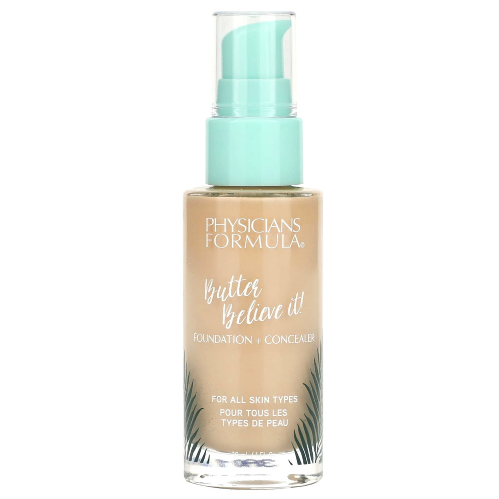 Physicians Formula, Butter Believe It, тональная основа + консилер, 1711756, светлый, 30 мл (1 жидк. унц.)