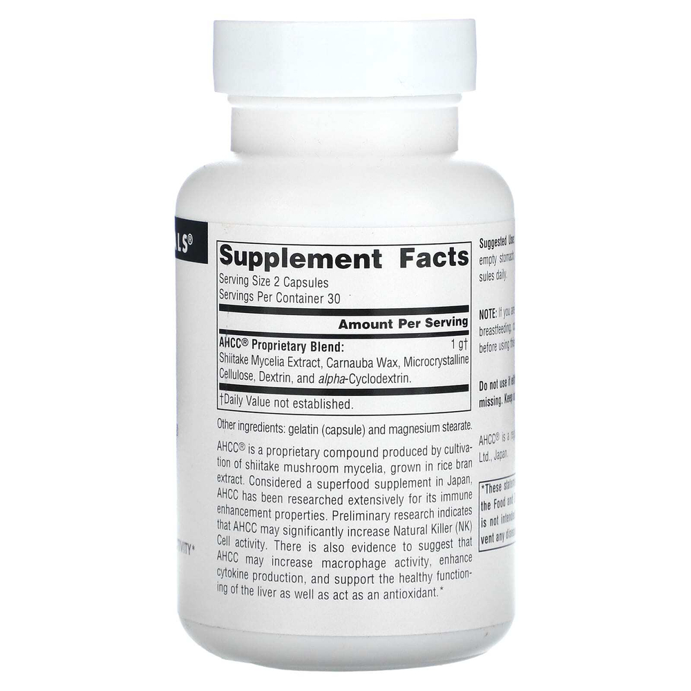 Source Naturals, AHCC, 500 мг, 60 капсул