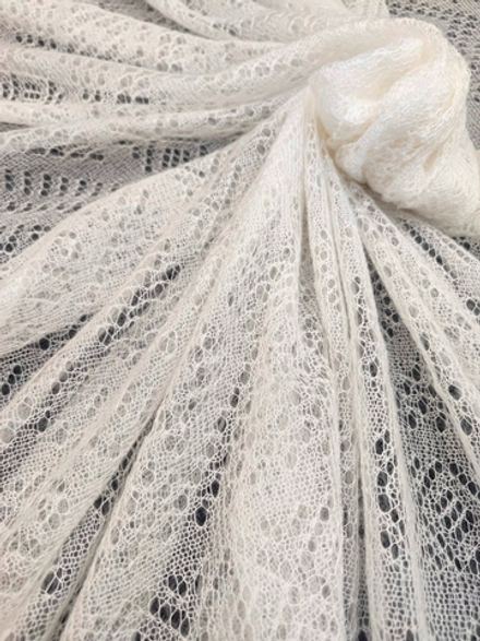 Оренбургский пуховый платок с шелком АШ150-02 экрю