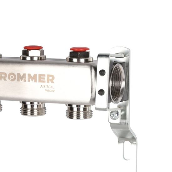 Коллектор Rommer 1"x3/4" на 3 контура с запорными клапанами (нерж. сталь) RMS-3200-000003