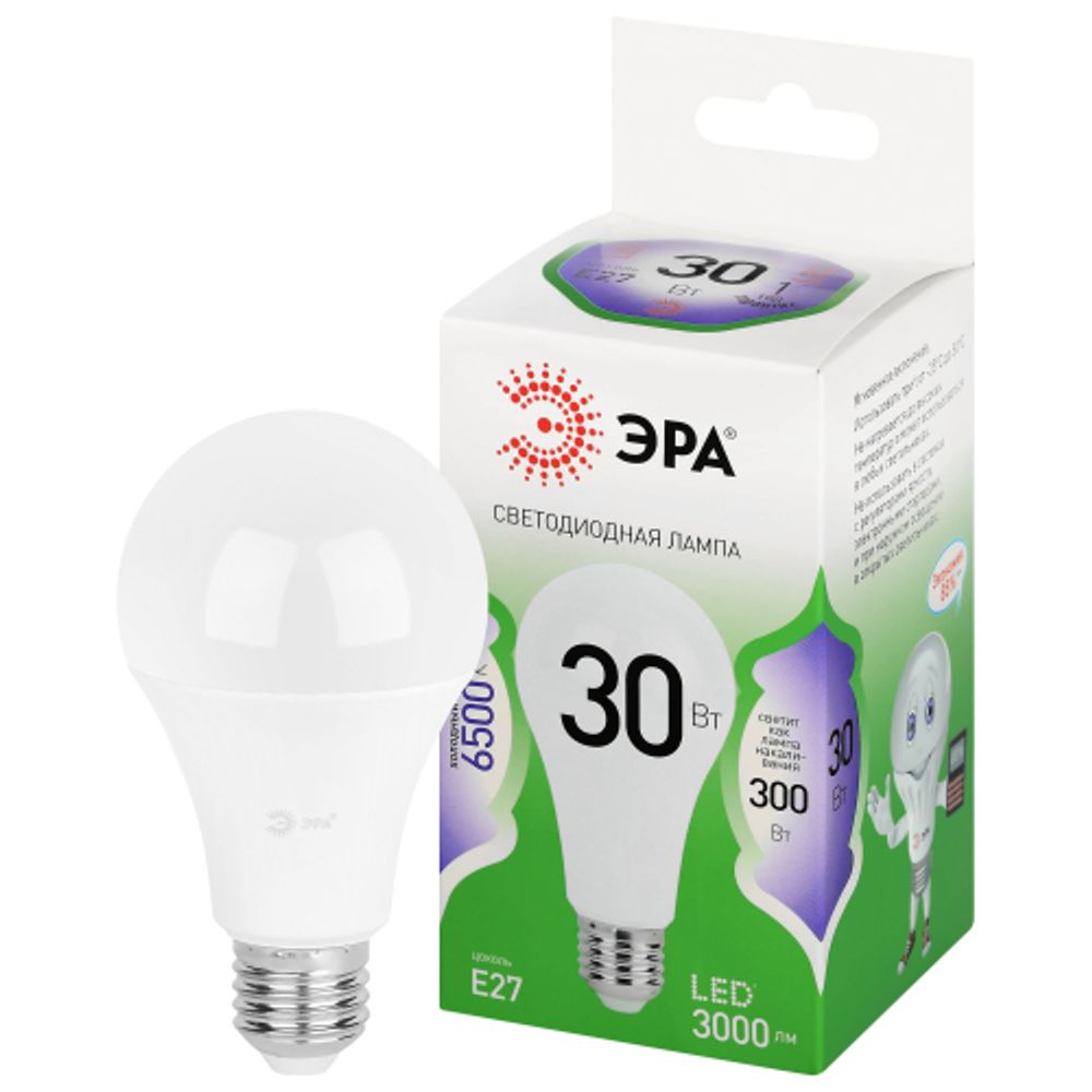 Лампа светодиодная ЭРА GREEN LINE LED A65-30W-865-E27 GL 30Вт груша холодный свет E27 | Лампы cветодиодные Груша (A)