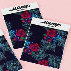 Ткань мембрана красно-синие с паутинкой цветов