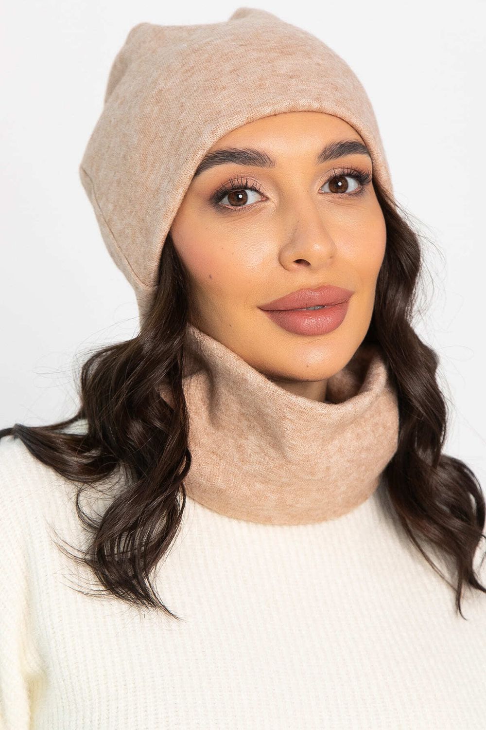 Комплект шапка шестиклинка и снуд (бежевый) ШШС3-23М LT Collection