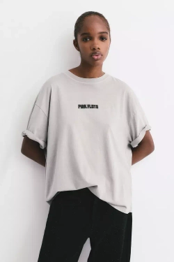 PULL&BEAR Футболка с принтом Pink Floyd, белый