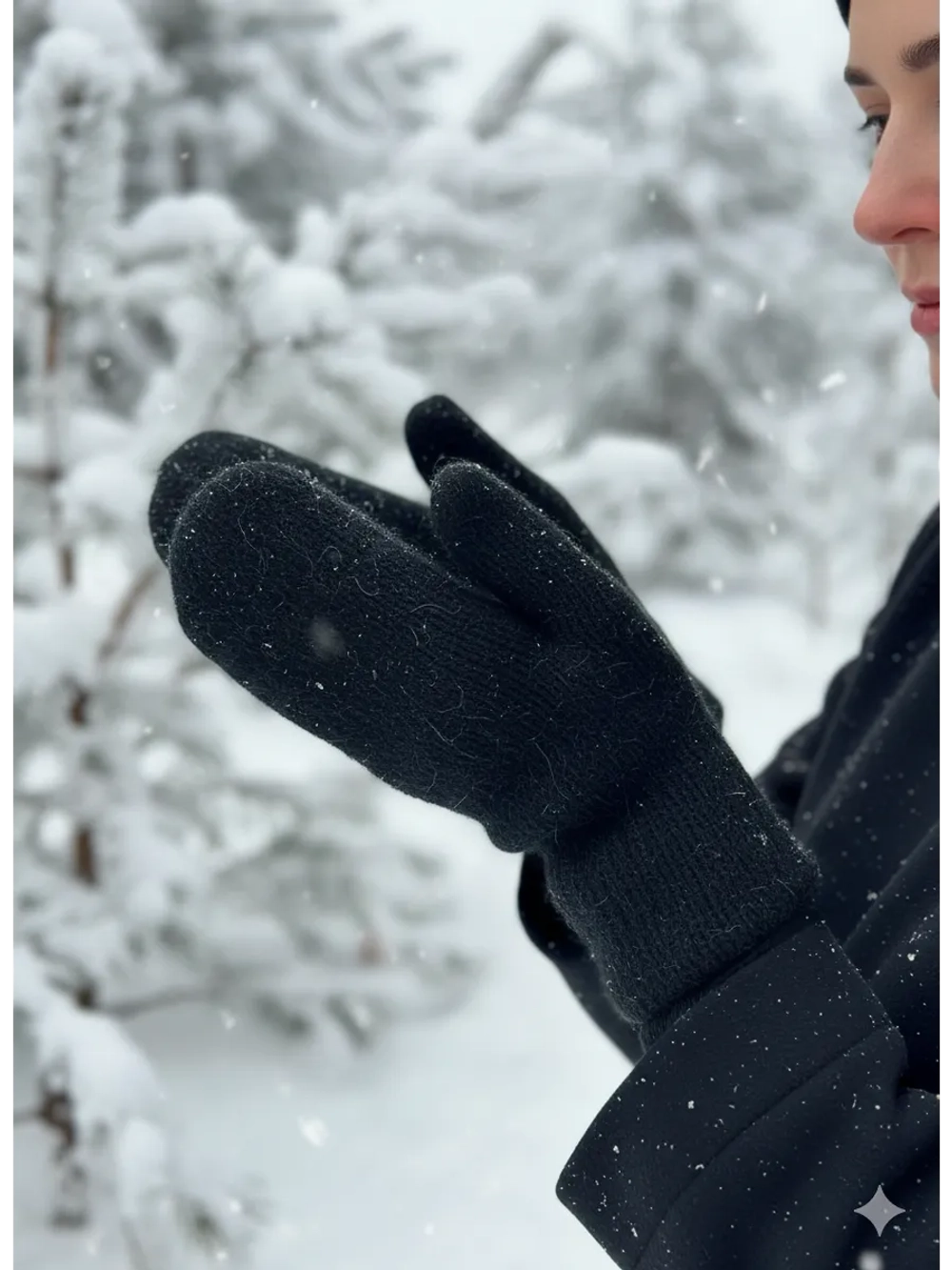 Варежки зимние теплые пушистые ангора