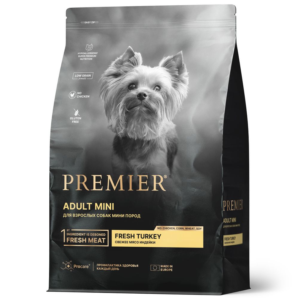 Сухой корм Premier Dog Turkey ADULT Mini для собак мелких пород свежее мясо индейки 1 кг