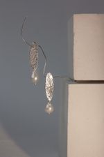 Серьги Лист вытянутые с ретикуляцией