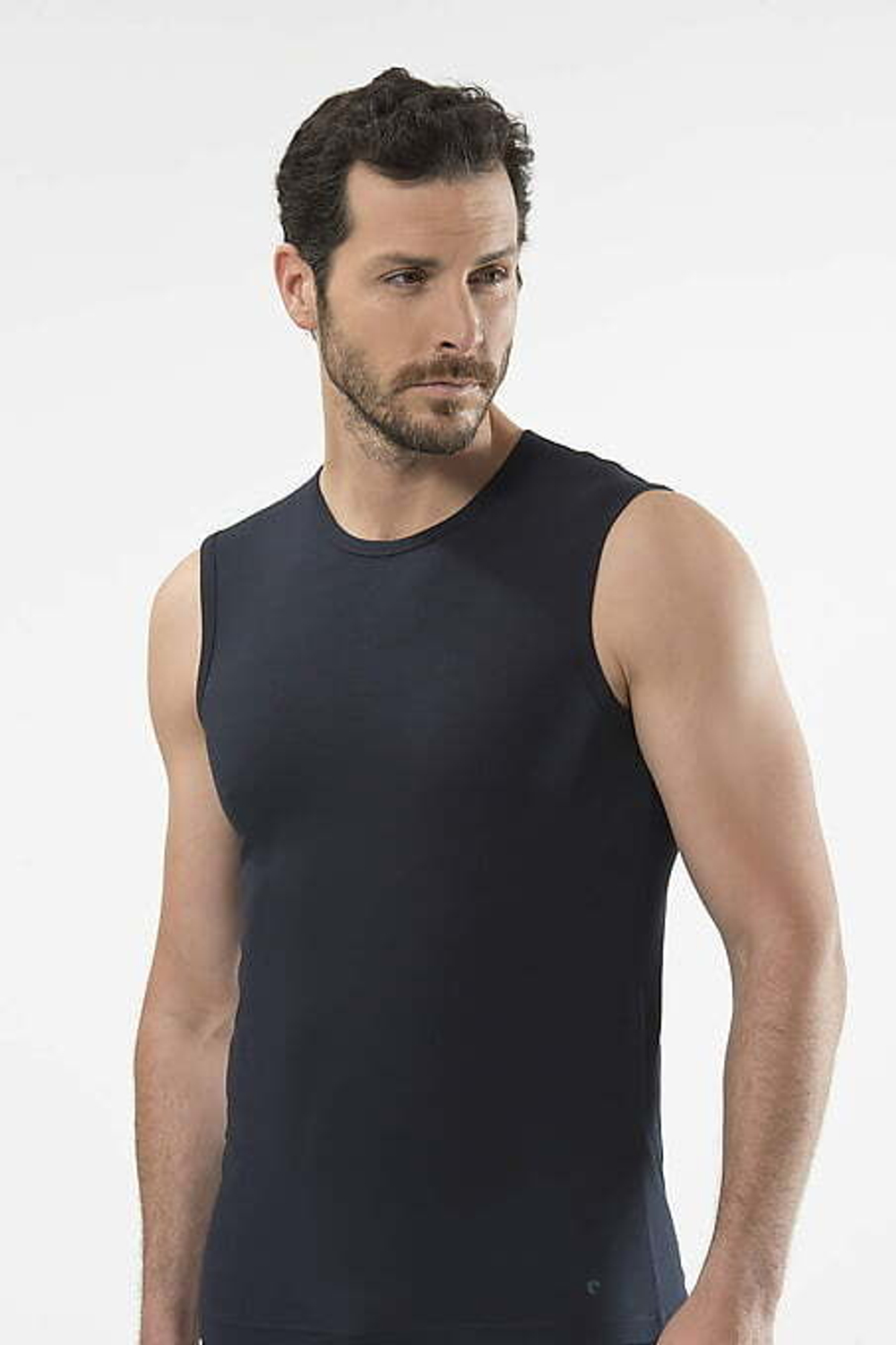 Футболка мужская с круглым вырезом без рукавов темно-синий