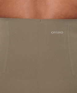 OYSHO Легинсы с высокой посадкой и застежкой-молнией длиной 65 см, коричнево-серый