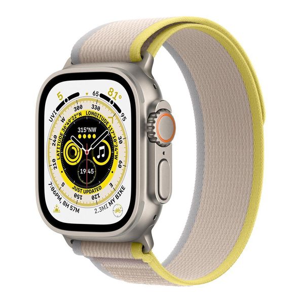 Умные часы Apple Watch Ultra 49 мм корпус из титана, ремешок Trail цвета «жёлтый/бежевый» (S/M, 130–180 мм)
