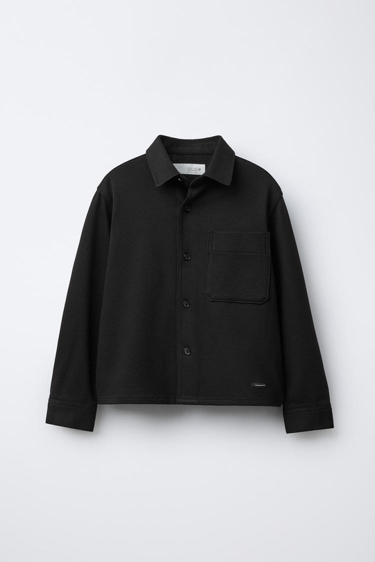 ZARA РУБАШКА С КАРМАНОМ, ЧЕРНЫЙ