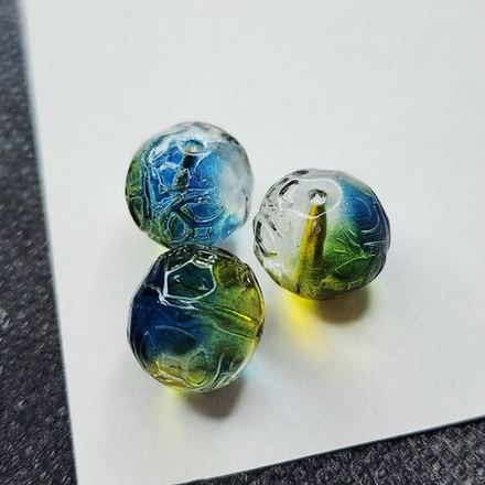 Бусины, стекло, лэмпворк, с переходом цвета и рисунком, р-р 13мм