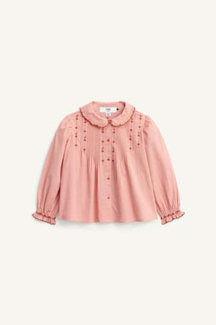 ZARA РУБАШКА С ВЫШИВКОЙ, РОЗОВЫЙ МЕЛАНЖ