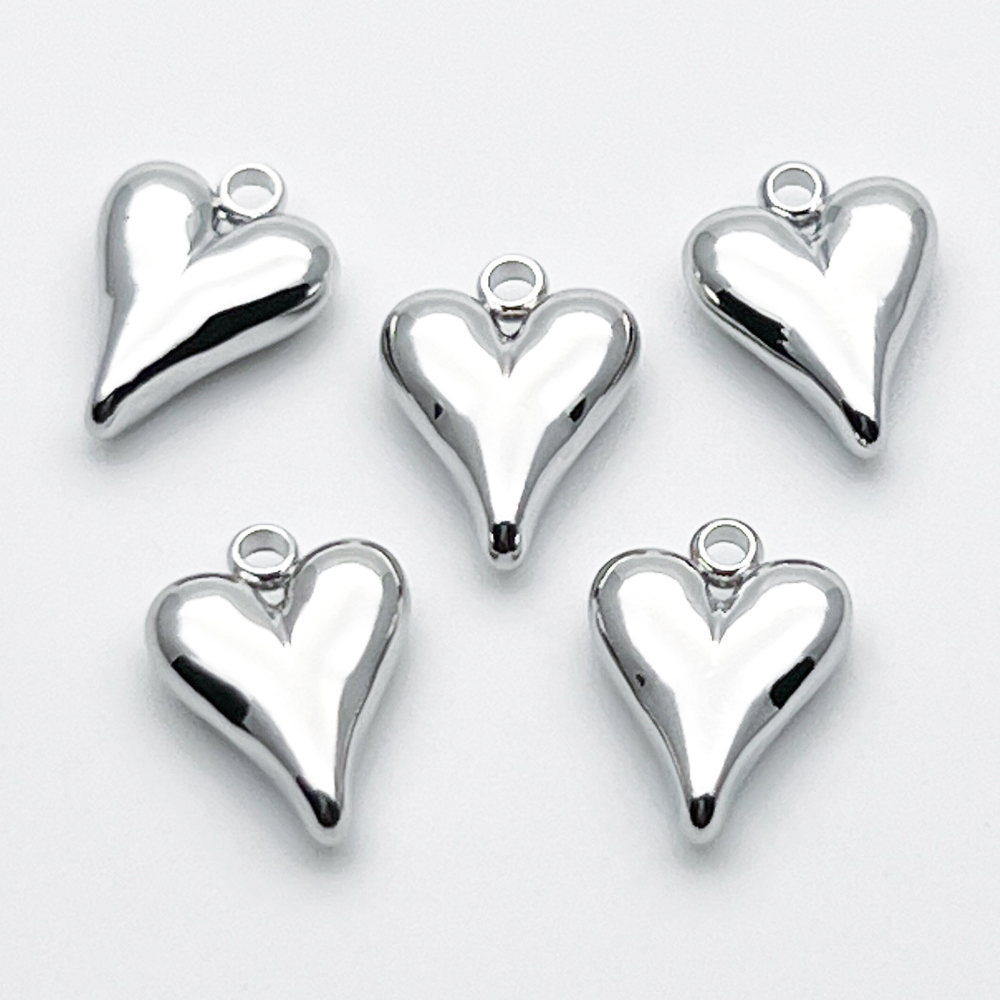 Подвеска Сердце, цвет серебро (родий), размер 11*8,5 мм, цена за 1 шт