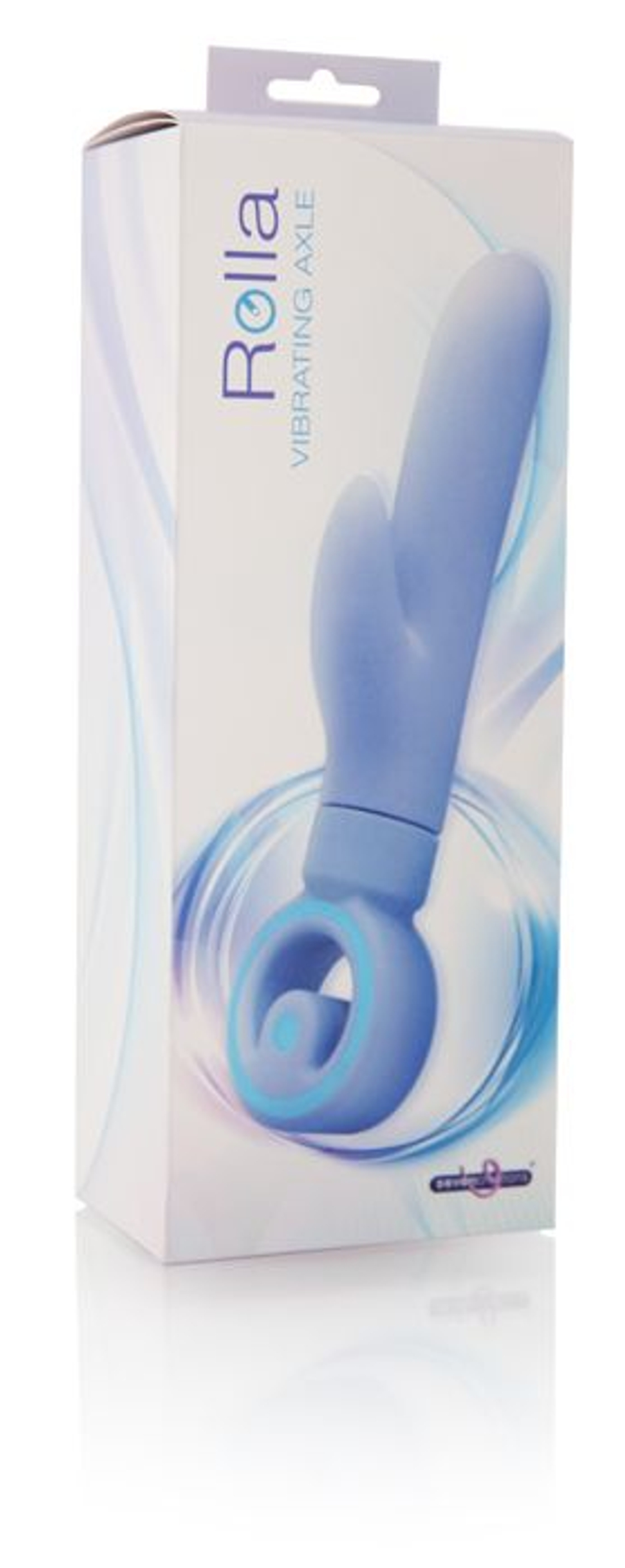 Голубой вибратор с клиторальным стимулятором - 23 см. (Цвет: голубой)