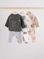 Лонгслив и легинсы в комплекте для малышей Next E48-113, 3 шт., Бежевый, Серый