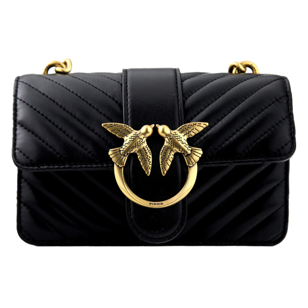 Сумка Pinko Quilt 22 Spring and Summer Fashion Casual Quilted Lambskin Chain Bag Shoulder Messenger Bag Mini Black gold, 1P22JQ-Y7SQ-Z99Q