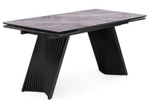Стол стеклянный Woodville Вейв 140(200)х80 кристл серый мрамор, черный