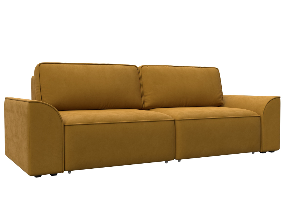 Диван прямой Лига-048 НПБ, BRUT 10 желтый, Велюр, 128219