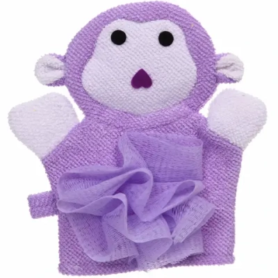 Мочалка-варежка для тела «Ультрамарин - Обезьянка», мягкая, цвет фиолетовый, 21*16см