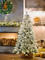 Заснеженная елка с гирляндой встроенной «ile Grande» (Литая+пвх) от 1,8 м до 2,4 м