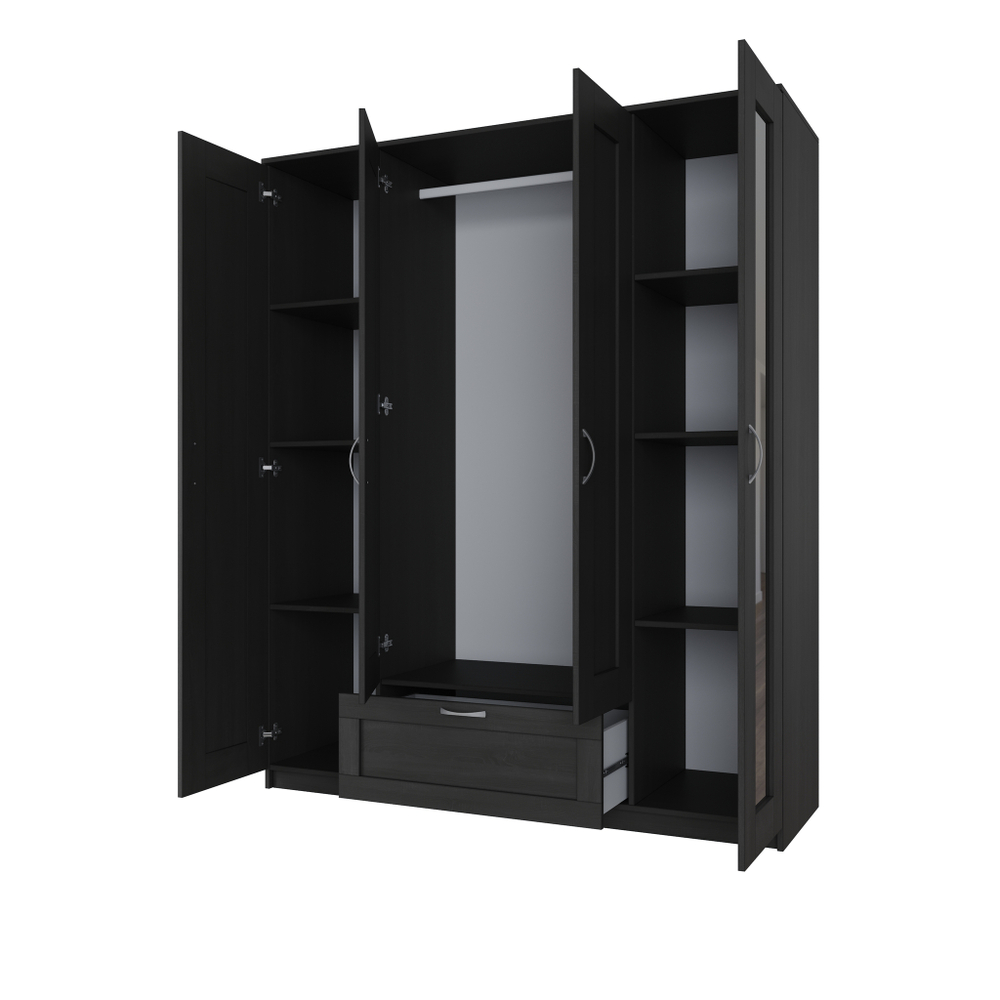 Шкаф СИРИУС комбинированный 4 двери (2 зеркала) и 1 ящик (дуб венге)